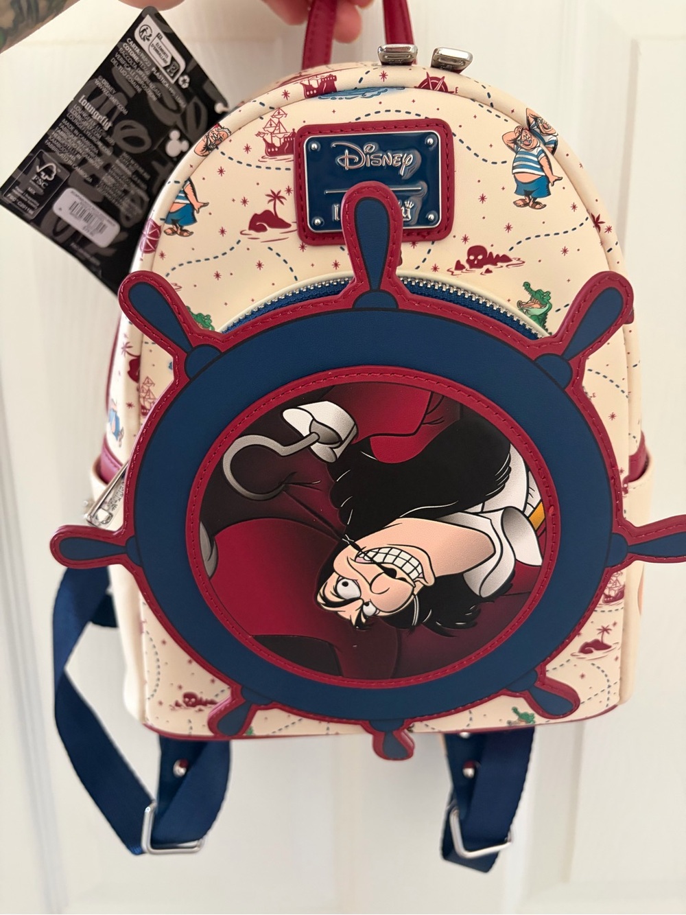 Loungefly Disney Captain Hook Cream and Navy Mini Backpack